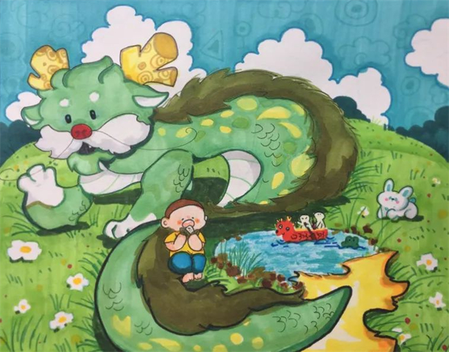 苏荻菁 《与龙共庆端午》 儿童画.jpg
